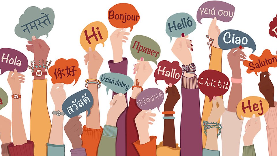 Pratbubblor med olika språk