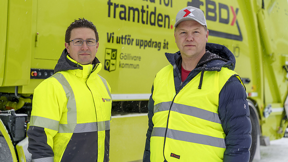 Per-Erik Suorra, avdelningschef teknik på Gällivare kommun, och Monty Riemann, affärschef BDX Miljö.