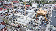 Drönarfoto av byggarbetsplatsen Glöden.